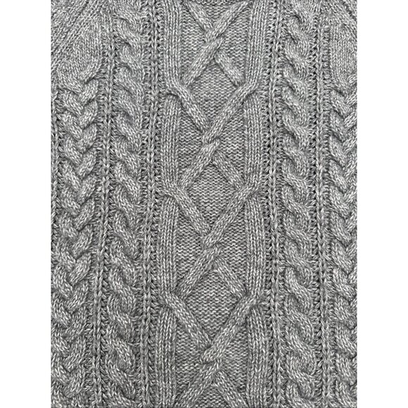 Abercrombie Fitch Women Gray Classic Fisherman Cable Knit Crew Neck Sweater XS - Picture 5 of 8